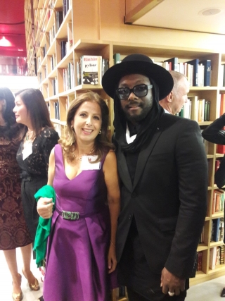 karine ohana with will.i.am who spoke in favor of Hilary clinton