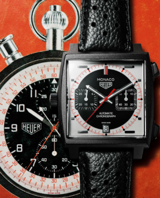 Montre TAG Heuer Monaco Chronograph Stopwatch en titane avec cadran noir et argent