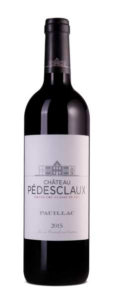 Bouteille de Château Pédesclaux 2015, Pauillac, arômes complexes, tanins soyeux.
