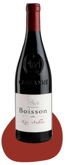 Bouteille de Domaine Boisson Les Sables 2022, AOC Cairanne, avec une étiquette au design épuré.